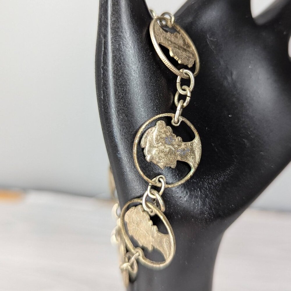 Vintage Mercury Silver Dime Cut Out Coin Bracelet